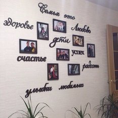 Композиция с фоторамками ручной работы Семья это..