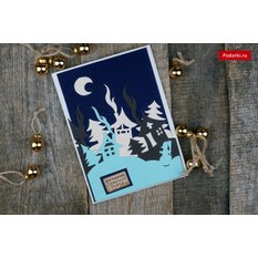 Открытка ручной работы Зимняя ночь