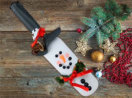 Декор бутылки Снеговик