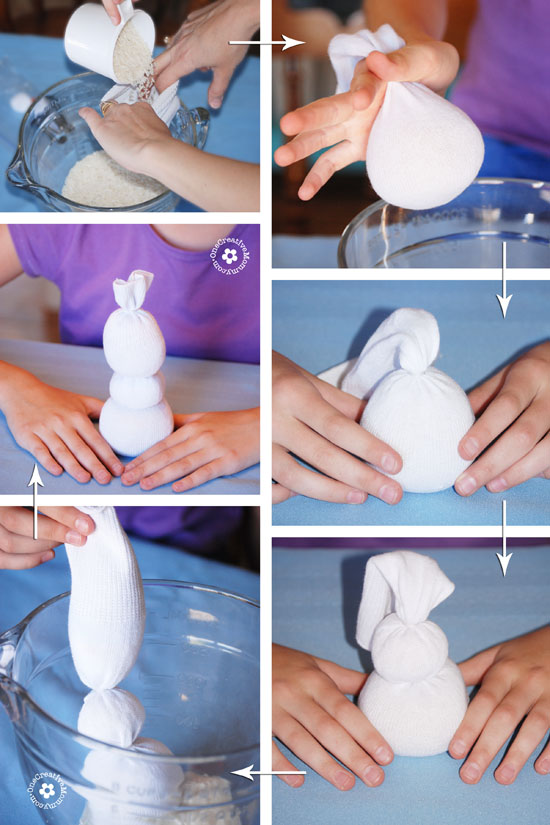 Как сделать снеговика из носка. Мастер класс