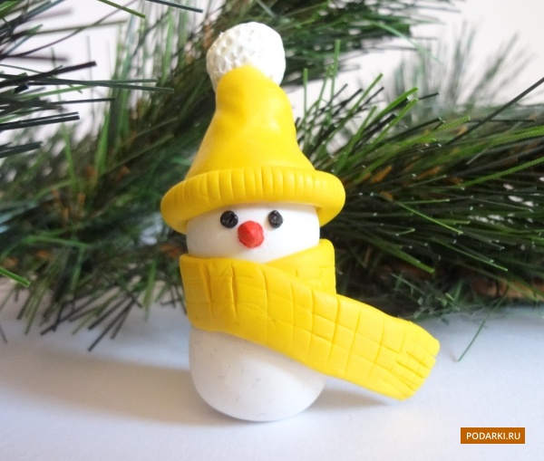 Снеговик из пластилина своими руками с фото пошагово