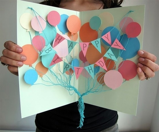 Открытка на День рождения «Воздушные шары» своими руками